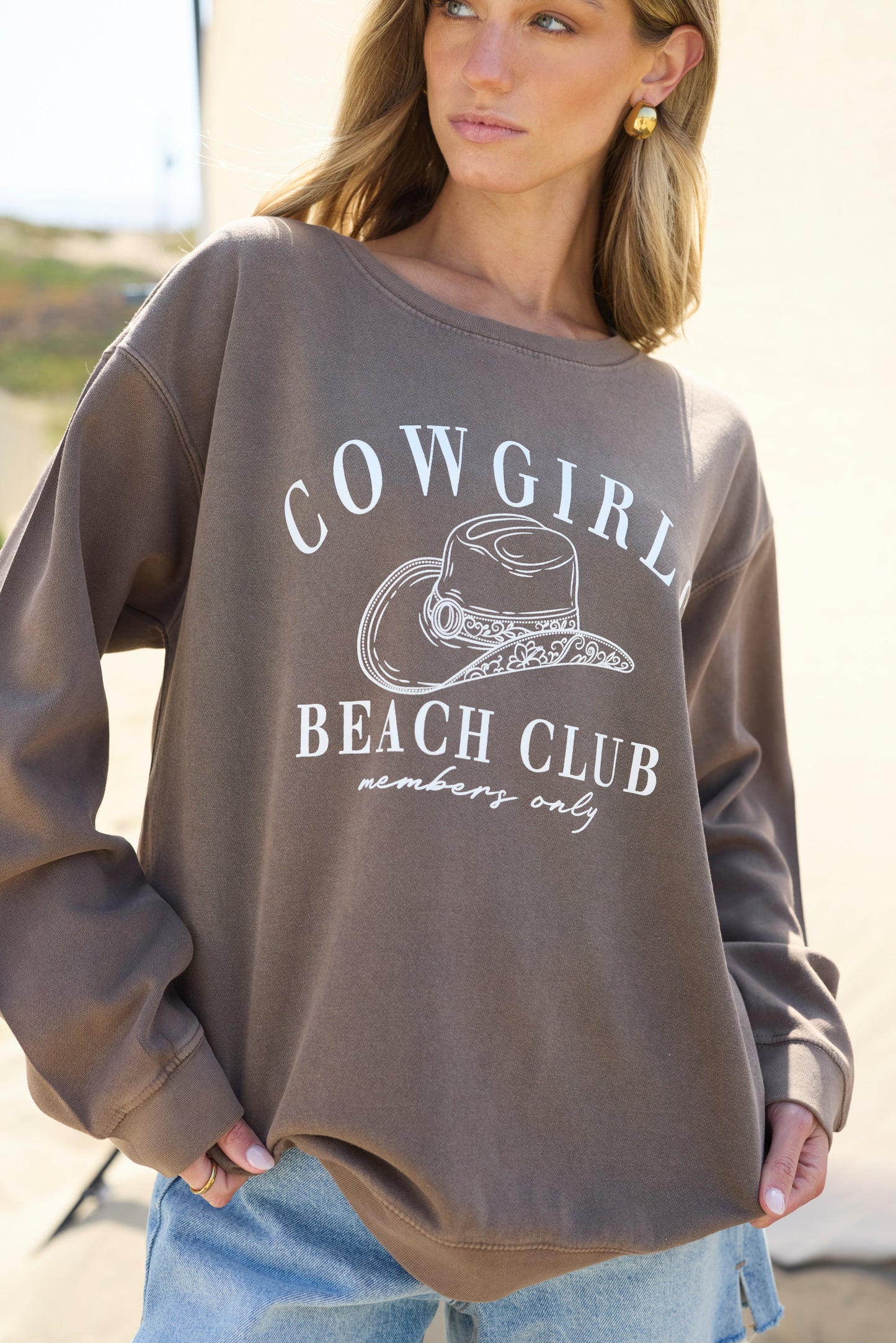 "Cowgirls Beach Club" Garment Dye Crewneck